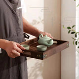 Taooba-Freeship Rectangle Wooden Tea Tray Serving Table Plate Snacks Food Storage Dish for Hotel Home Serving Tea Tray