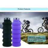 Taooba-1pc Collapsible Water Bottle Reuseable BPA Free Silicone Foldable Bottles Portable Hiking Cup For Outdoor Mountaineering Tours