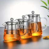 Taooba-1pc Glass Teapot With Stainless Steel Infuser Heat Resistant Glass Tea Pot Summer Winter Drinkware Teapot for Afternoon tea