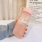 Taooba-600ml Outdoor Water Bottle Large Capacity Sports Frosted Plastic Cup Portable Rope Plastic Bottle Gift Water Bottles for Girls