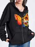 Taooba-Women Butterfly Print Hoodies Y2K Harajuku Oversized Long Sleeve Zip Up Hooded Jacket Female Autumn Hip Hop Punk Sweatshirt Top