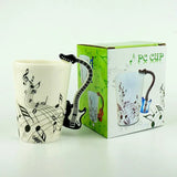 1pc 240ml Music Ceramic Mug Guitar Violin Style Cute Coffee Cups with Handle Novelty Gifts for Music Lover Birthday Present Kids