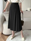 Taooba High Waist Long Skirts Women New Arrival 2024 Fashion Korean Style Solid Color All-match Office Lady Elegant A-line Skirt