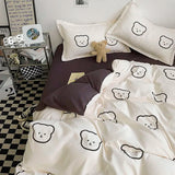 Cute Bear Bedding Set No Filler Ins Style Duvet Cover Pillowcase Flat Sheet Full Queen Size Boys Girls New Arrival Bed Linens