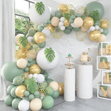 Retro Green Balloon Garland Arch Kit Wedding Birthday Balloons Decoration Party White Balloons For Baby Shower Decor Supplies