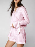 Taooba-Lolita Cute Pajamas Set Women Loose Bow Tie Plaid Home Suit Long Sleeve Top Pants 2 Pcs Loungewear Pink Y2k Sleepwear