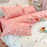 Taooba Nordic Pink Checkerboard Duvet Cover Sets With Pillowcases Flat Sheet Kids Girls Boys Full Queen Twin Size Kawaii Bedding Kit