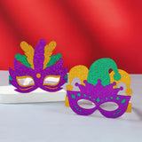 6pcs Mardi Gras Paper Glasses Gold Green Purple Carnival Mask Photo Booth Glasses for New Orleans Mardi Gras Party Decorations