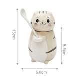 1pc Cute Cat Ceramics Coffee Mug with Spoon Novelty Gift Drinkware Milk Tea Couple Cup Kitchenware Birthday Gift Home Decoration