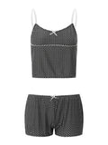 Taooba Women Y2k Polka Dots  2 Piece Lace Shorts Set Sleeveless V Neck Cami Top with Shorts Pajamas Sets Sleepwear Summer Homewear