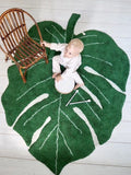 Taooba-Palm Tree Leaf Shape Large Tufted Rug Fluffy Plush Anti-skid Mat Area Rug Kids Playing Carpet Baby Creeping Floor Mats