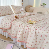 Ins Korean Style Fresh Floral Knitted Cotton Summer Cool Quilt With Air Conditioning, Thin Quilt, Dormitory Single Person