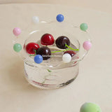 Taooba-Crown Glass Bowl Colored Beans Dot Ice Cream Bowl Cup Snack Candy  Cake Bowl  Mug Heat-resistant Glass Bowl Salad Bowl  5inch