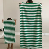 Taooba-Striped bath towel 100% cotton, classic fashion, absorbent, skin-friendly, absorbent, new