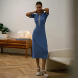 Taooba-2024  Spring and Summer New Gentle Wind Polo Collar Polo Collar Dress Casual Holiday Dress