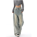 Taooba-American Vintage Y2K Wide Leg High Waist Straight Jeans Pants Women's Casual Baggy Grunge Streetwear Style Denim Trouser