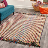 Living Room Carpet Bohemian Style Natural Jute and Cotton Traditional Hand Knitting Rug Home Decoration Wear Resistant Soft Mats