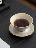 Taooba--Ceramic Coffee Cup Saucer Set Wabi-Sabi Cup Designer Small Latte Cup Coarse Pottery Flying Saucer Cup Gift Box