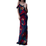 Taooba-2023 Women Floral Dress Summer Fashion Off Shoulder Suspender Sleeveless V Neck Maxi Dresses Holiday Party Long Beach Dress