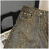 Taooba-Retro Spring Trendy Leopard Print Jeans Women's American High Street Trousers Y2K Harajuku Style Baggy High Waist Casual Pants