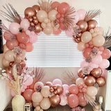 Retro Pink Balloon Garland Arch Kit Girl Boho Wedding Birthday Party Decor Metal Rose Gold Latex Balloons Baby Shower Decoration