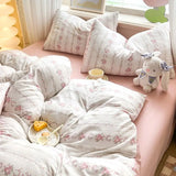 Rural Style Bedding Set Fresh Floral Four Piece Set  Girl Heart  Double-layer Gauze 2024 New Meeting Duvet Cover