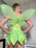 Taooba-Women Sleeveless Mini Dress with Butterfly Wings Fairy Cosplay Costume Halloween  Elf Dress