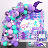 Macaron Purple Green Blue Latex Balloons Mermaid Arche Ballon Anniversaire Happy Birthday Globos Party Decoration Girl Arch Kit