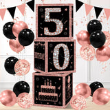 Pink Black Birthday Balloon Boxes For Party Decoration 16 21 30 40 Years Birthday Balloon Blocks Decor Girl Baby Shower Decor