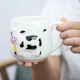 Taooba-Creative relief Cow Ceramic Mug Cute Animals Coffee Cups Teacup Juice Milk Tea Bottle 3D Animal Mug Breakfast Cups Kids gift