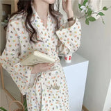 Taooba Women Robe V-Neck Sleepwear Print Bathrobe Kimono Robes with Belt Korean Night Dress Bridesmaid Dressing One Piece Pajamas