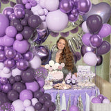 110pcs Purple Balloon Arch White Sand Metal Light Purple Pastel Pale Pinkish Purple Balloon Garland for Wedding Birtday Decor