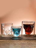 1pc Coffee Mug Double-Layered Transparent Crystal Skull Head Glass Cup For Household Whiskey Wine Vodka Bar Club Beer Wine Glass