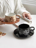 Taooba-Retro Coffee Cup Niche Apricot Coffee Latte Cup And Plate Set Afternoon Tea Cup Atmosphere Home Ceramic Water Cup