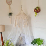 Taooba-Handmade Macrame Lampshade  Tapestry  Bed Curtain Bohemia Tapestry Wall Hanging Tassel Pendant Artistic  Boho Decor