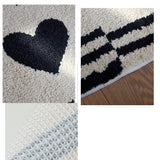 Taooba-Black White Heart Tufted Carpet Mat Soft Fluffy Thick Tuftting Room Entry DoorMat Anti-slip Rug Entrance Floor Mat