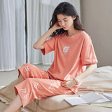 Taooba-New Arrival Elegant Pajama Young Women's Pajama Sets Pyjamas Femme Round Neck Sleepwear Female Loungewear Pijama Mujer Homewear