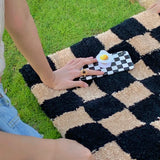 Taooba-Retro Checkerboard Thickened Tufting Carpet Luxurious Fluffy Soft Plush Entry Door Mat  Bathroom Anti Slip Rug Bedside Foot Mat