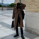 Taooba-Trench coat Brand New Spring Trench Korean Men's Fashion Overcoat Male Long Windbreaker Streetwear Men Coat Outer Wear Clothing