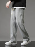 Taooba-Spring Autumn Men Sweatpants Korean Fashion Sportswear Drawstring Wide Leg Straight Track Pants Cotton Casual Loose Trousers