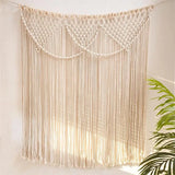 Taooba-Handmade Macrame Cotton Curtain Cotton Bohemia Macrame Tapetsry Bedside Wall Hanging Tapestry Door Window Curtain Beho Decor