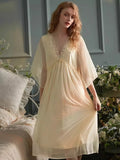 Taooba Vintage Modal Gauze Long Nightgowns For Lady Deliacate Embroidery  Princess Sleepwear Loose Royal Spring Autumn Dress