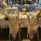 Taooba-Hand Made Macrame Wedding Chair Back Tapestry for Mr & Mrs Woven Cotton Bohemia Wedding Chair Back Valance Haing Tapestry