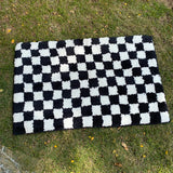 Taooba-Nordic Checkerboard Rug Soft Tufting Enter Door Floormat Carpet Non-slip Absorbent Bathroom  Feet Pads Toilet Kitchen Door Mats