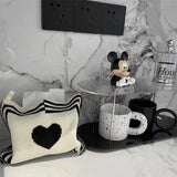 Taooba-Knit Plaid Heart Tissue Box Heart  Knitting Cotton Thread Napkin Holder Tissue Bag Bedroom Kitchen Desktop Storage Napkins