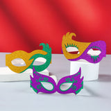 6pcs Mardi Gras Paper Glasses Gold Green Purple Carnival Mask Photo Booth Glasses for New Orleans Mardi Gras Party Decorations