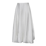 Taooba- Balloon Skirt Long Women Satin Vintage Loose High Waist A-line Maxi Bubble Skirt Office Lady Elegant Female Old Money