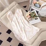 Taooba-Female Nighty&Robe Set Print Flower Kimono Bathrobe Gown Sleepwear Gown Satin Loungewear Spring Summer Nightgown Home Dressing