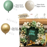 Taooba Color Palette Retro Green Balloon Garland Arch Kit Wedding Birthday Balloons Decoration Party White Balloons For Baby Shower Decor Supplies