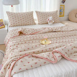 Ins Korean Style Fresh Floral Knitted Cotton Summer Cool Quilt With Air Conditioning, Thin Quilt, Dormitory Single Person